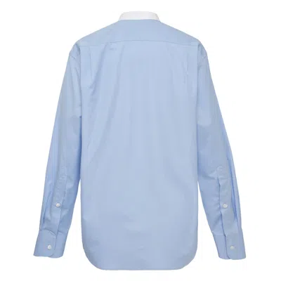 Stella Mccartney Cotton Poplin Mixed Shirt In Blue
