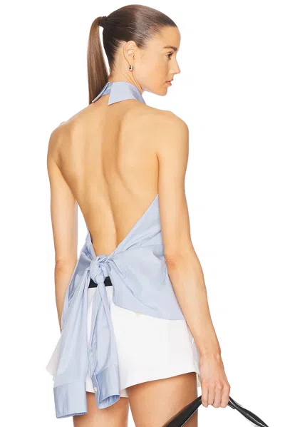 Stella Mccartney Cotton Poplin Top In Sky Blue