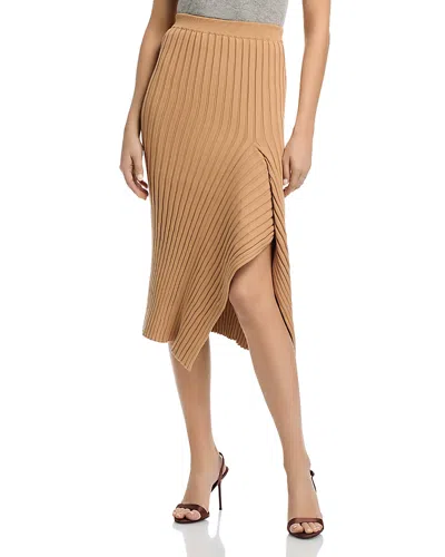 Stella Mccartney Cotton Ribbed Skirt In Brown