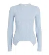 Stella Mccartney Cotton Ribbed Top In Blue