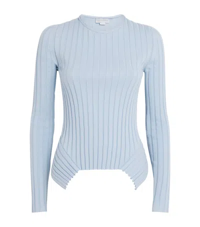 Stella Mccartney Cotton Ribbed Top In Blue