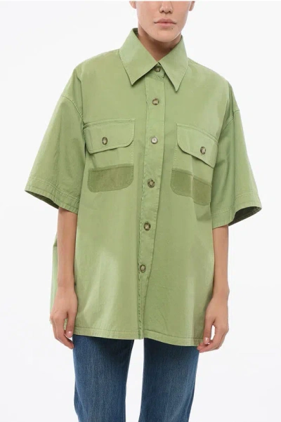 STELLA MCCARTNEY COTTON SAHARAN SHIRT WITH CORDUROY DETAILS
