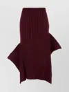 Stella Mccartney Cotton Skirt With Asymmetric Hem And Ribbed Texture In Burgundy