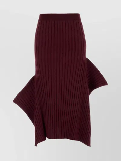 Stella Mccartney Cotton Skirt With Asymmetric Hem And Ribbed Texture In Burgundy