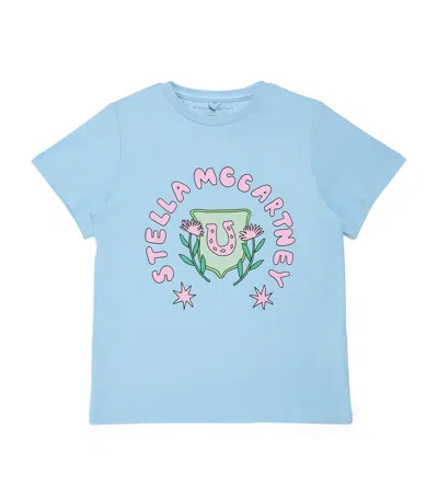 Stella Mccartney Kids' Cotton Stella Horseshoe Logo T-shirt In Blue