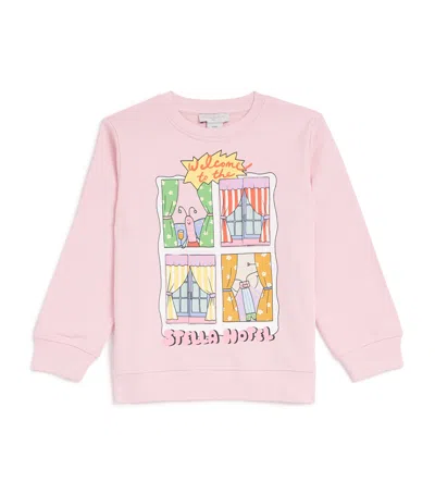 Stella Mccartney Kids' Cotton Stella Hotel Graphic Sweatshirt In Pink