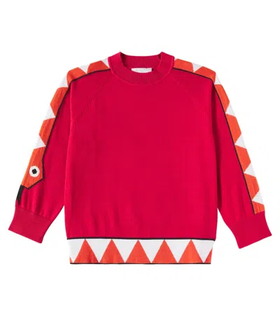 Stella Mccartney Kids' Pullover Aus Baumwolle In Rot