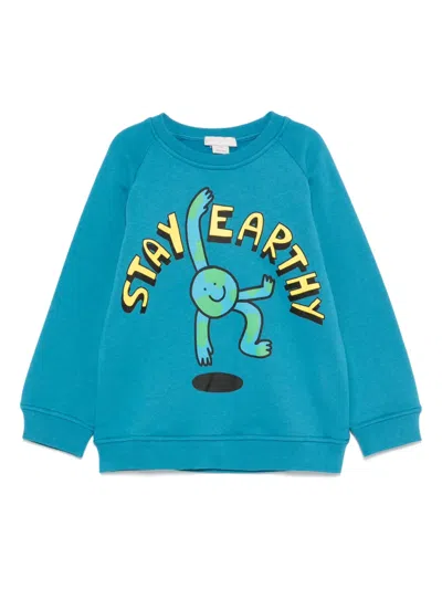 Stella Mccartney Kids' Cotton Sweatshirt In Blue