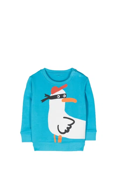 Stella Mccartney Babies' Seagull Bandit Cotton Sweatshirt In Blue