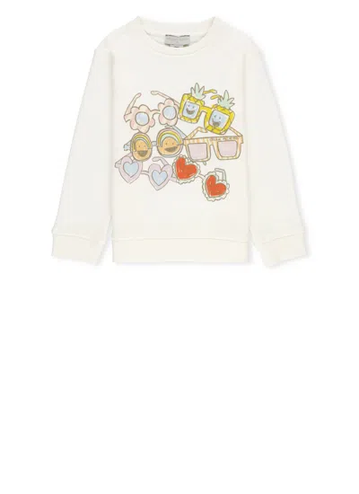 Stella Mccartney Kids' Cotton Sweatshirt With Print In Ivory