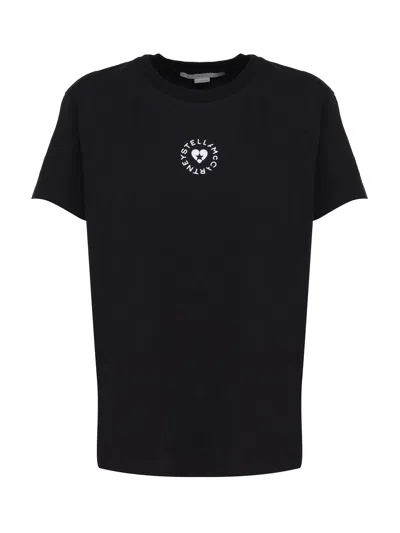 Stella Mccartney Cotton T-shirt With Circular Logo In Black