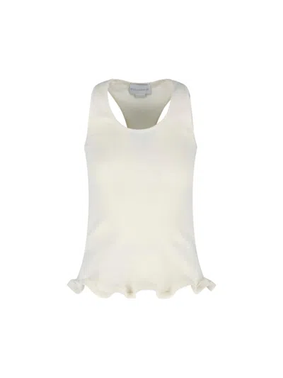 Stella Mccartney Frilled Hem Ribbed Tank Top In White