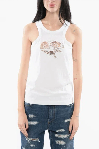 STELLA MCCARTNEY COTTON TANK TOP WITH CROCHET CUT-OUT
