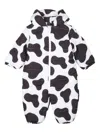 Stella Mccartney Cow-print Hooded Snowsuit In Black