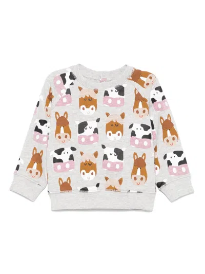 Stella Mccartney Babies' Cow-print Sweatshirt In Grey