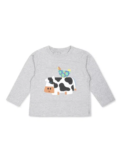 Stella Mccartney Babies' Cow-print T-shirt In Grey