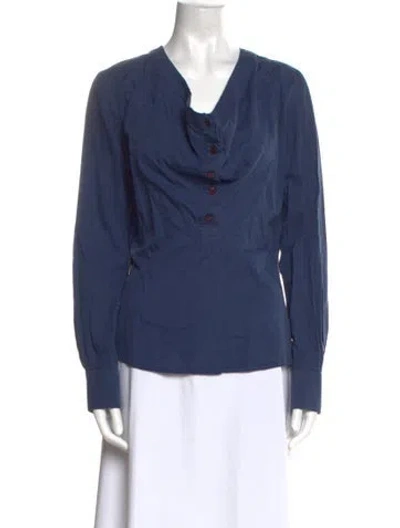Pre-owned Stella Mccartney Cowl Neck Long Sleeve Blouse In Blue
