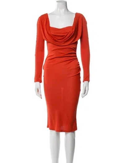 Pre-owned Stella Mccartney Cowl Neck Midi Length Dress In Orange