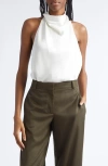 Stella Mccartney Cowl Neck Satin Halter Top In White