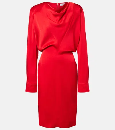 Stella Mccartney Cowl Neck Satin Midi Dress In Red