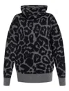 Stella Mccartney Leopard Print Turtleneck Wool Sweater In Gray