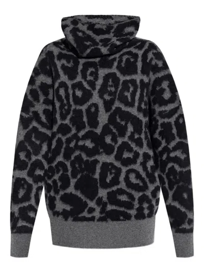 STELLA MCCARTNEY STELLA MCCARTNEY COWL NECK SWEATER WITH BOLD LEOPARD PATTERN