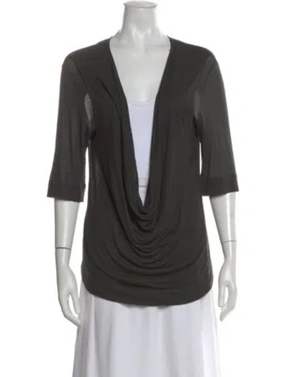 Pre-owned Stella Mccartney Cowl Neck Three-quarter Sleeve Top In Gray