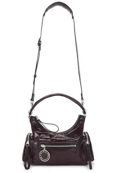Stella Mccartney Cracked Patent Alter Mat Pony Small Shoulder Bag In Burgundy