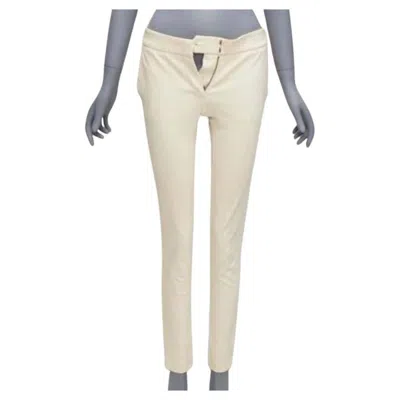 Pre-owned Stella Mccartney Cream Cotton Blend Stretchy Cropped Skinny Pants It38 Xs In White