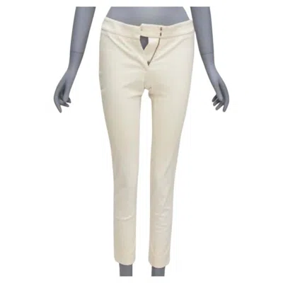 Pre-owned Stella Mccartney Cream Cotton Blend Stretchy Cropped Skinny Pants It38 Xs In White