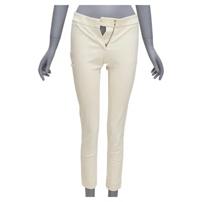 Pre-owned Stella Mccartney Cream Cotton Blend Stretchy Cropped Skinny Pants It38 Xs In White