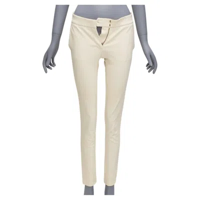 Pre-owned Stella Mccartney Cream Cotton Blend Stretchy Cropped Skinny Pants It38 Xs In White