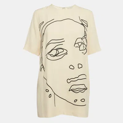 Pre-owned Stella Mccartney Cream Embroidered Crepe Mini Dress S