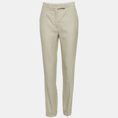 Pre-owned Stella Mccartney Cream Gabardine Straight Fit Trousers S In White