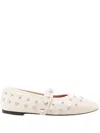 Stella Mccartney Beige Ryder Popper-studded Ballerina Flats In Neutrals