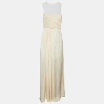 Pre-owned Stella Mccartney Cream Silk & Lace Sleeveless Maxi Dress M