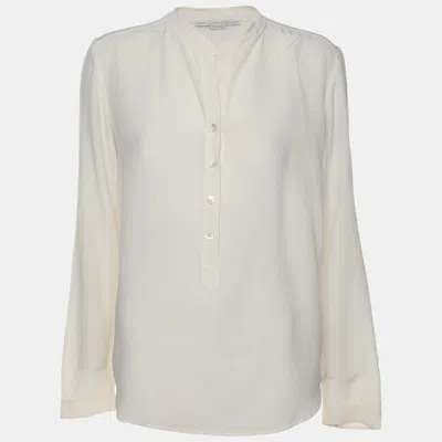 Pre-owned Stella Mccartney Cream Silk Top Xs