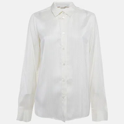 Pre-owned Stella Mccartney Cream Striped Silk Shirt M In White