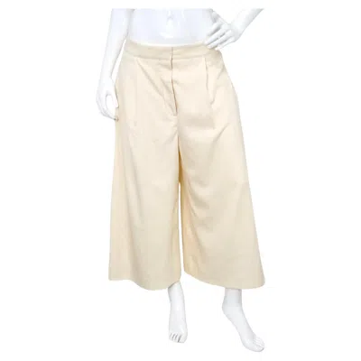 Pre-owned Stella Mccartney Cream Wide-leg Cropped Trousers In White