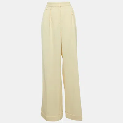 Pre-owned Stella Mccartney Cream Wool Wide-leg Trousers M