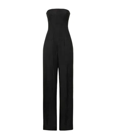Stella Mccartney Crepe Corset Wide Leg Jumpsuit In Black