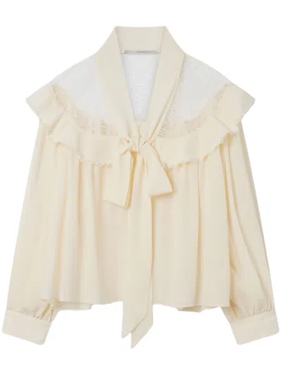 Stella Mccartney Crepe De Chine Silk Shirt In Neutrals