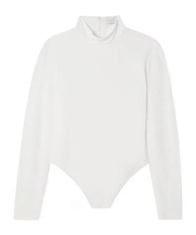 Stella Mccartney Crepe De Chine Turtleneck Bodysuit In White
