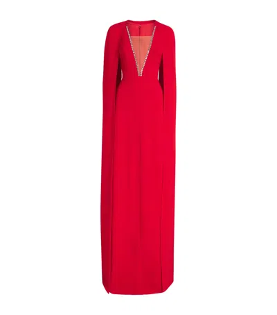 Stella Mccartney Crepe Embellished Cape Gown In Red
