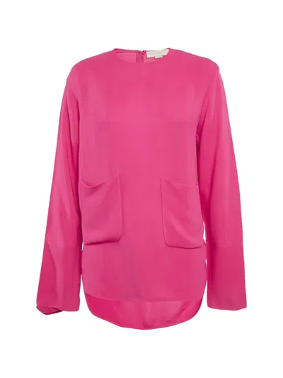 Pre-owned Stella Mccartney Crepe-finish Pocket Blouse In Pink