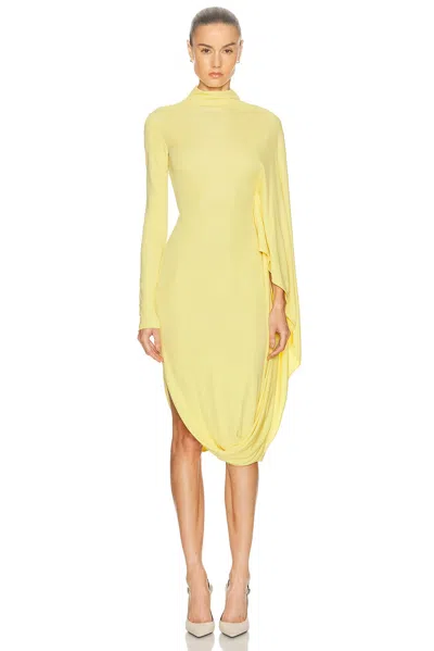 Stella Mccartney Crepe Jersey Cape Dress In Yellow