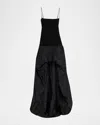Stella Mccartney Asymmetric Bubble Knit And Shell Mini Dress In Black