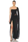 Stella Mccartney Creponne Asymmetric Drape Maxi Dress In Black