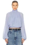 Stella Mccartney Womens Draped High-neck Silk-chiffon Top Periwinkle