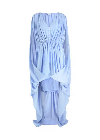 Stella Mccartney Creponne Draped Chiffon Mini Dress In Blue